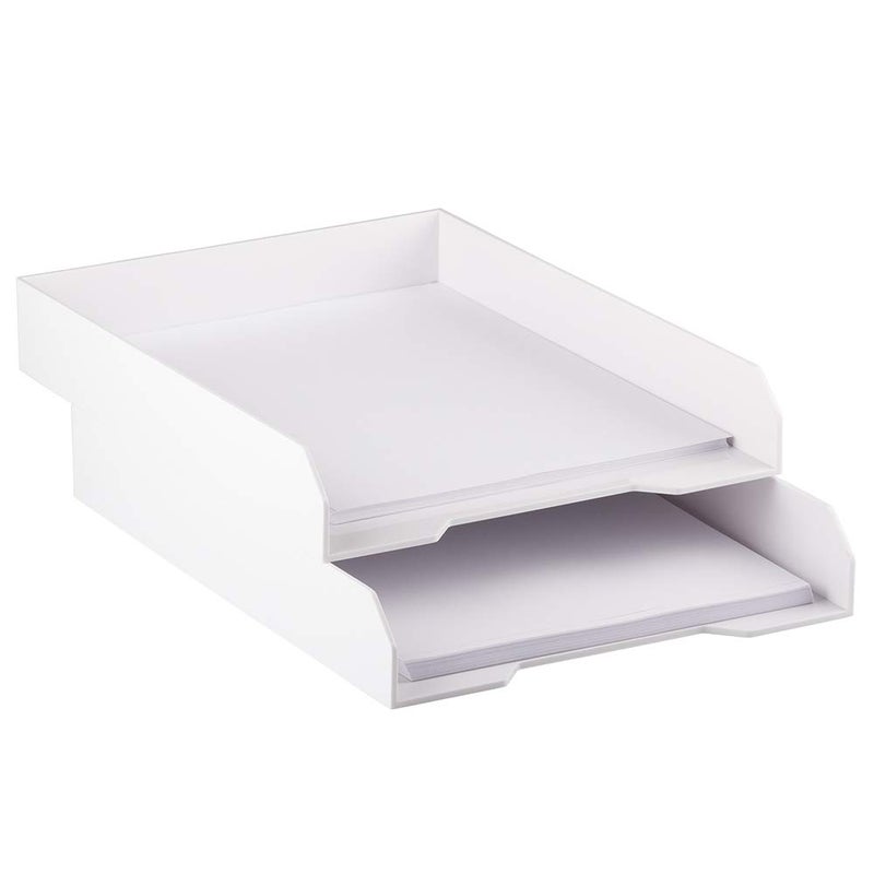 JAM PAPER Stackable Paper Trays - White - Desktop Document, Letter, & File Organizer Tray - Sold Individually - Image 4